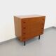 Vintage Scandinavian style chest of drawers in teak and black metal from the 60s