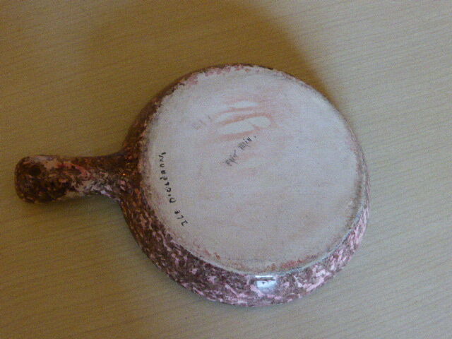 Poelon in hand-painted cermal, vintage oleron Island 1960