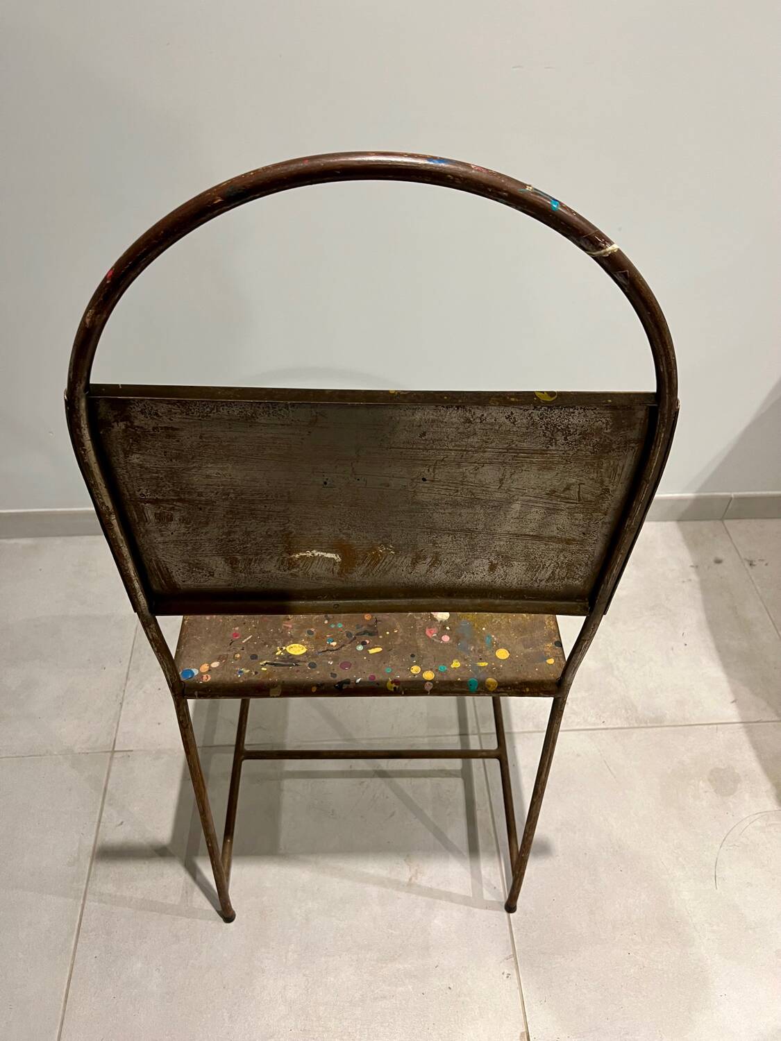 Pair of vintage raw metal chairs