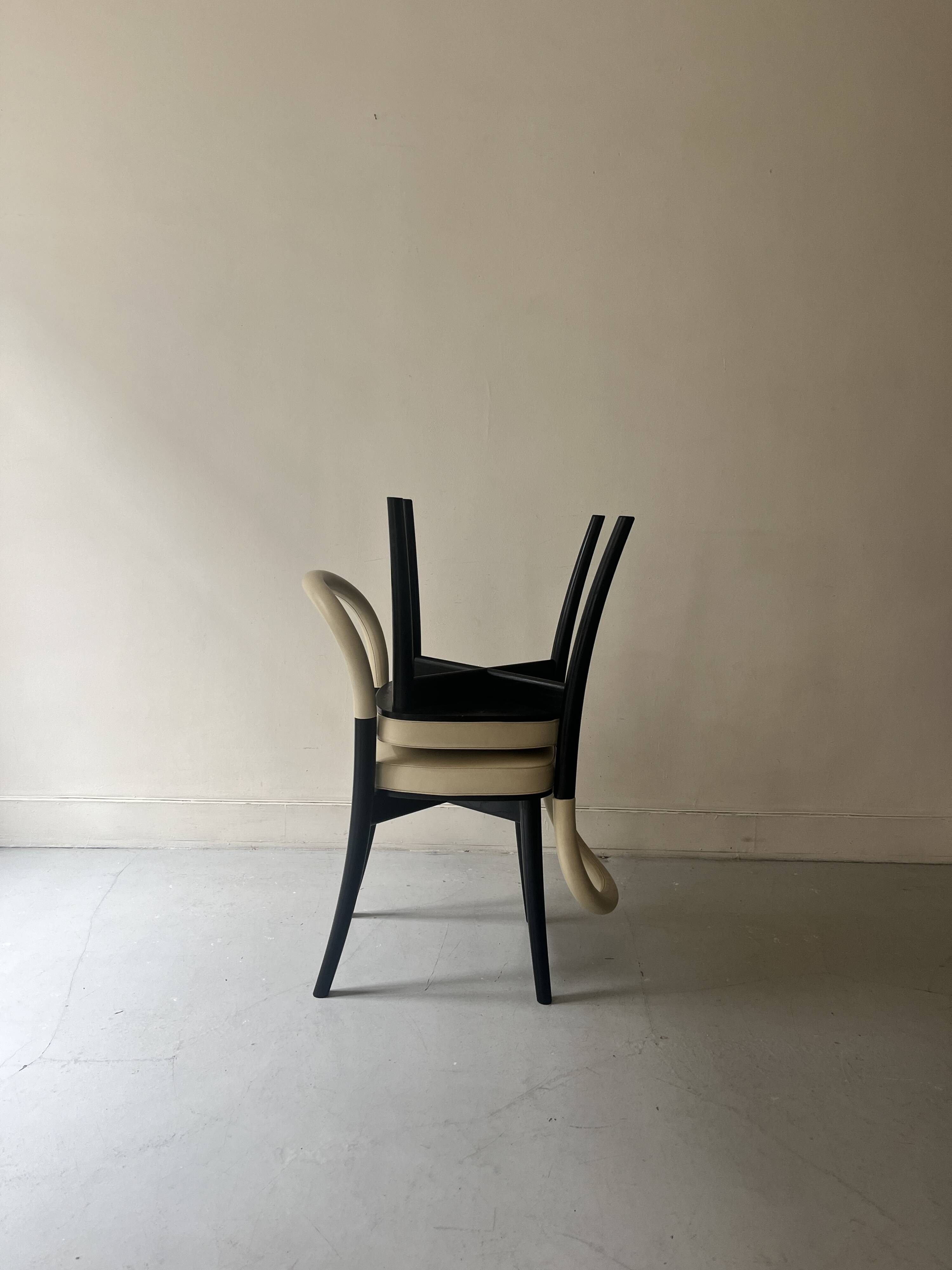 "Goteborg" ash and beige leather chairs by Gunnar Asplund for cassina