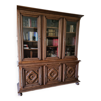 Oak bookcase Louis XIII assistance