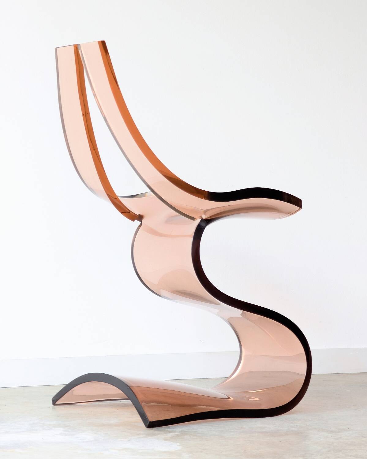 Vintage smoked plexiglass sculptural chair by Michel Dumas, 1970.