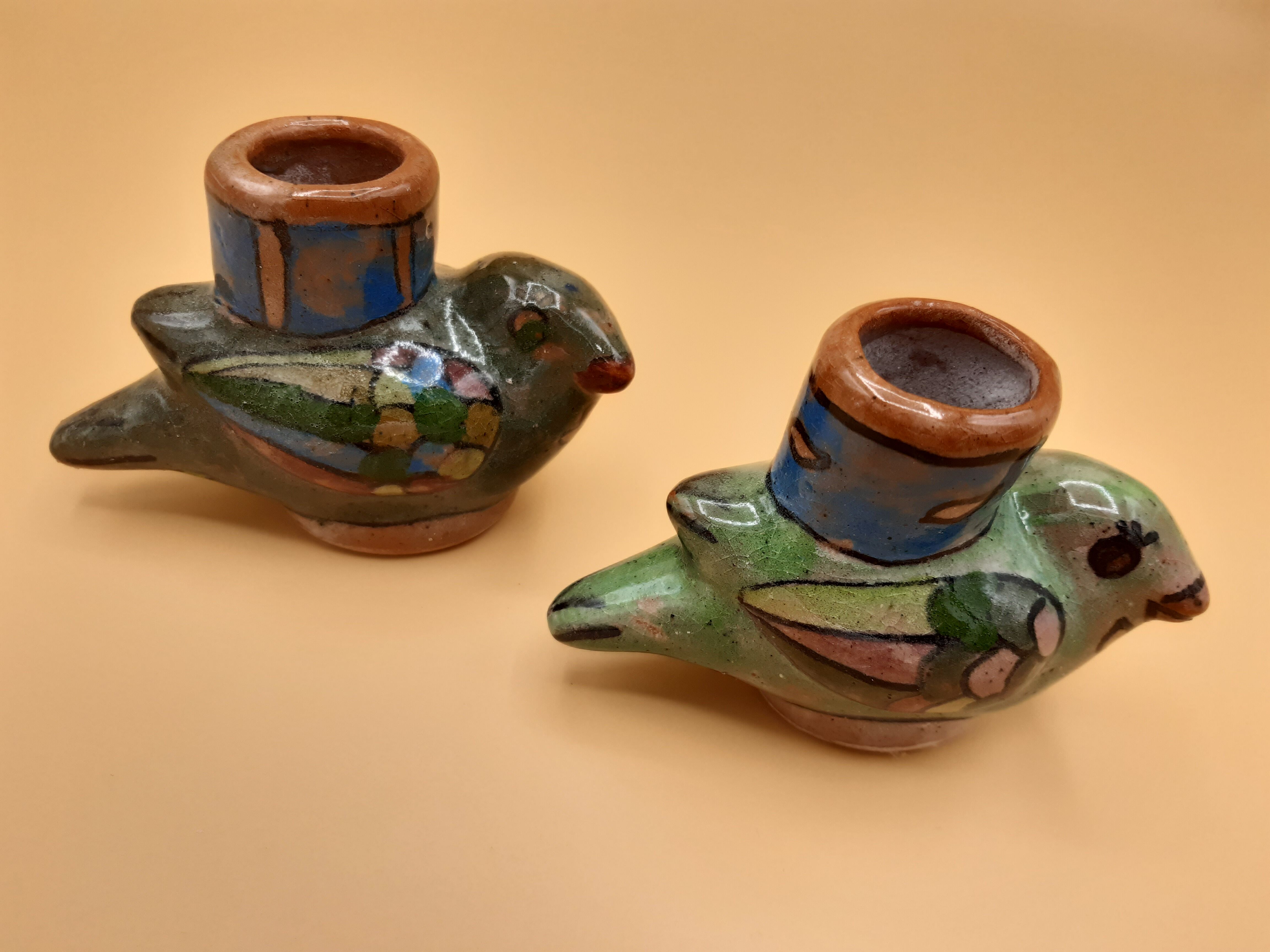 Ceramic bird candlesticks (2)