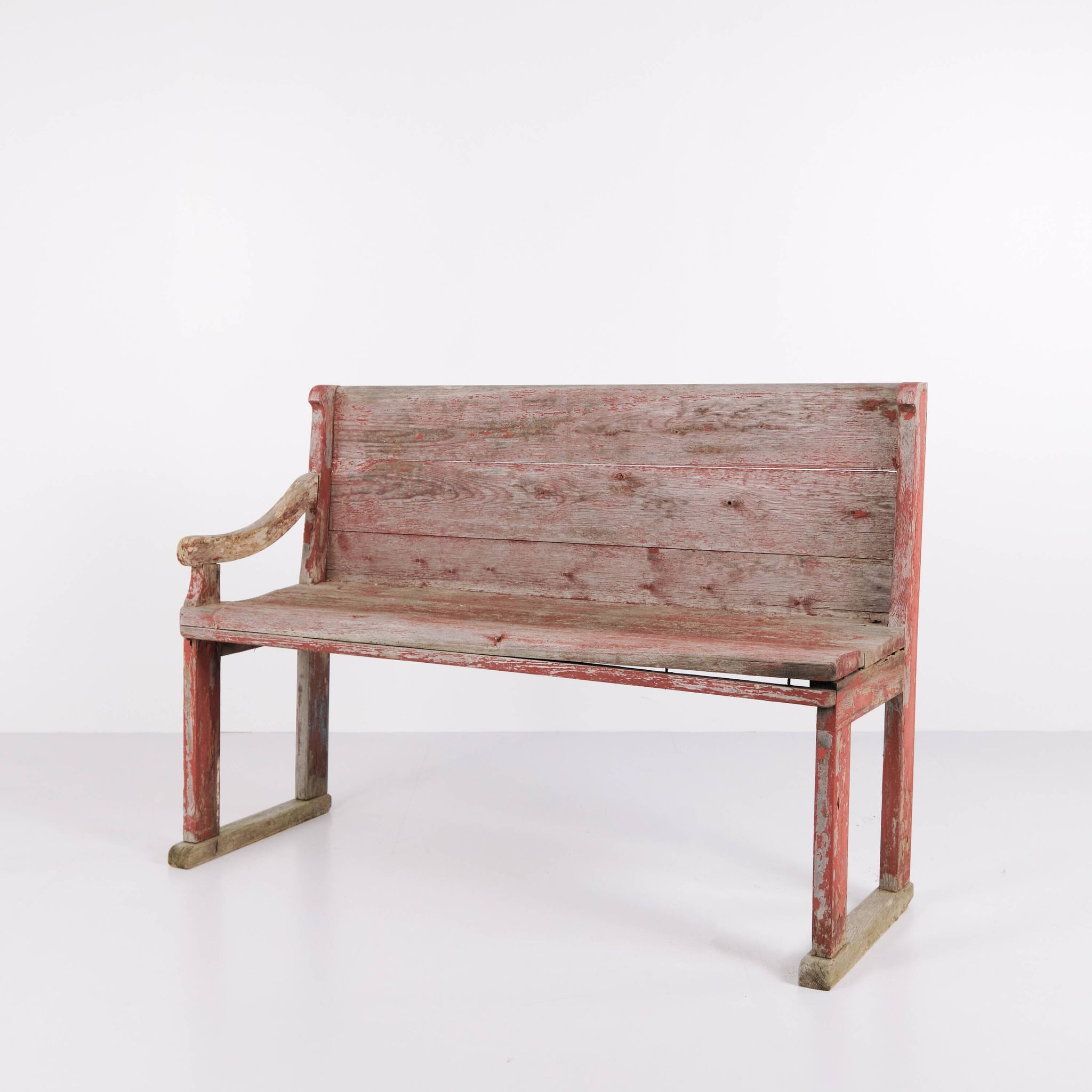 Bench - Original red paint - Pine wood - 1860s