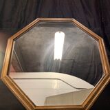 Octagonal vintage wooden mirror