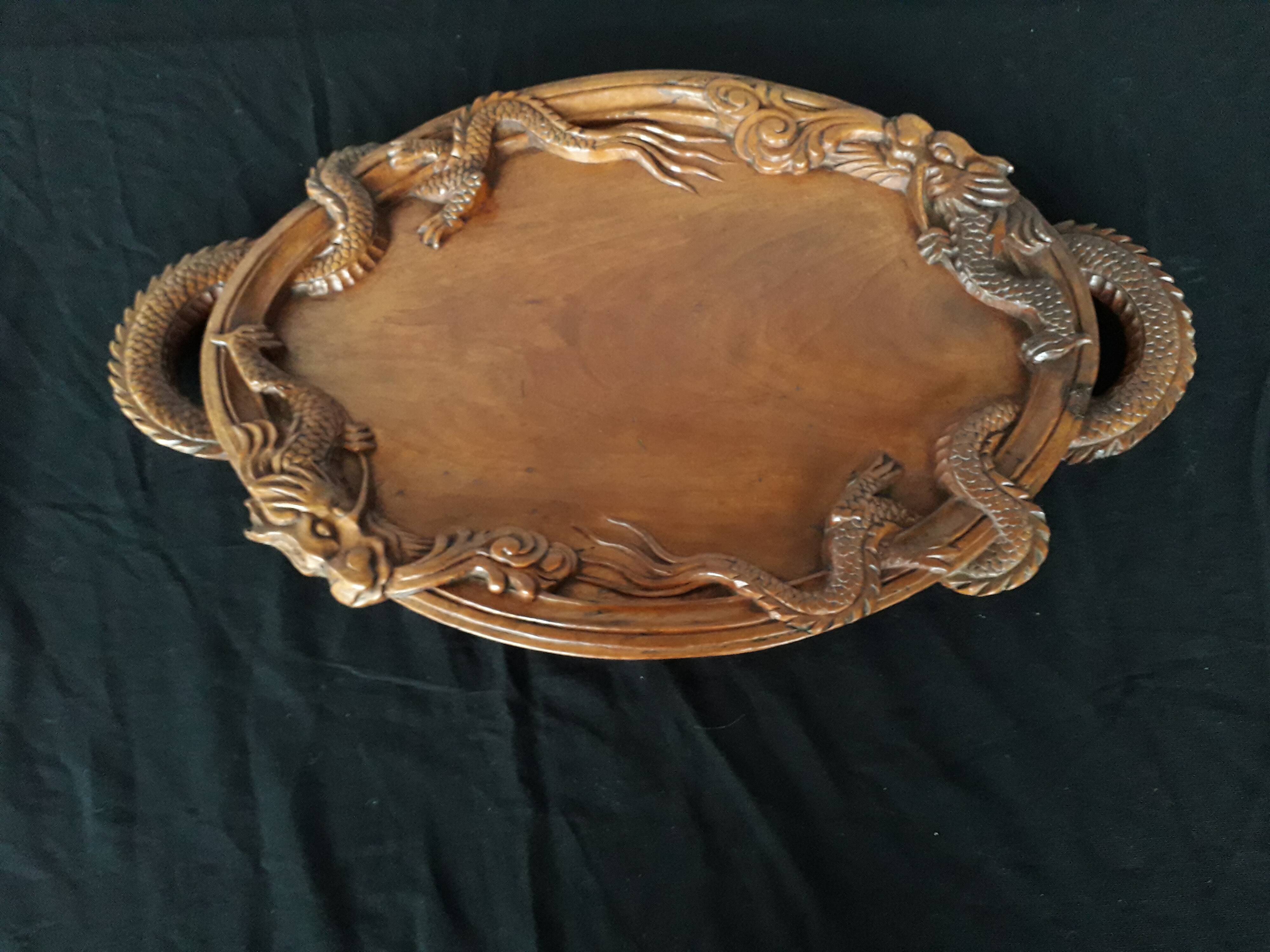 Carved wooden top, of asian origin