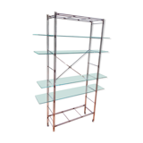 Modular metal chrome and vintage glass shelves from the 1970s.