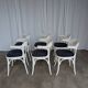 Ensemble de 6 chaises de salle à manger vintage en bois courbé blanc / fauteuil de style Thonet des années 1970
