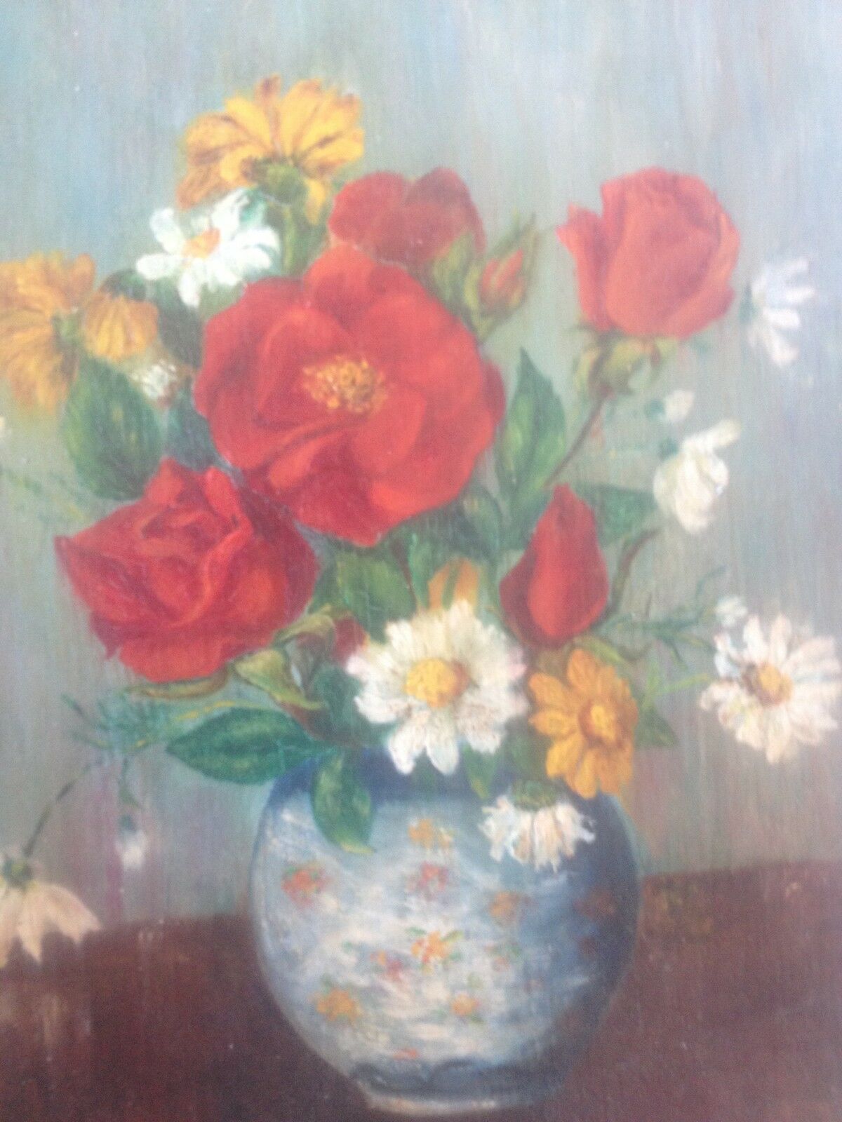 Painting bouquet of flowers signed Petit Jean