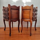 Pair of Louis XV style bedside tables in walnut