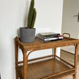 Rattan table, kitchen trolley
