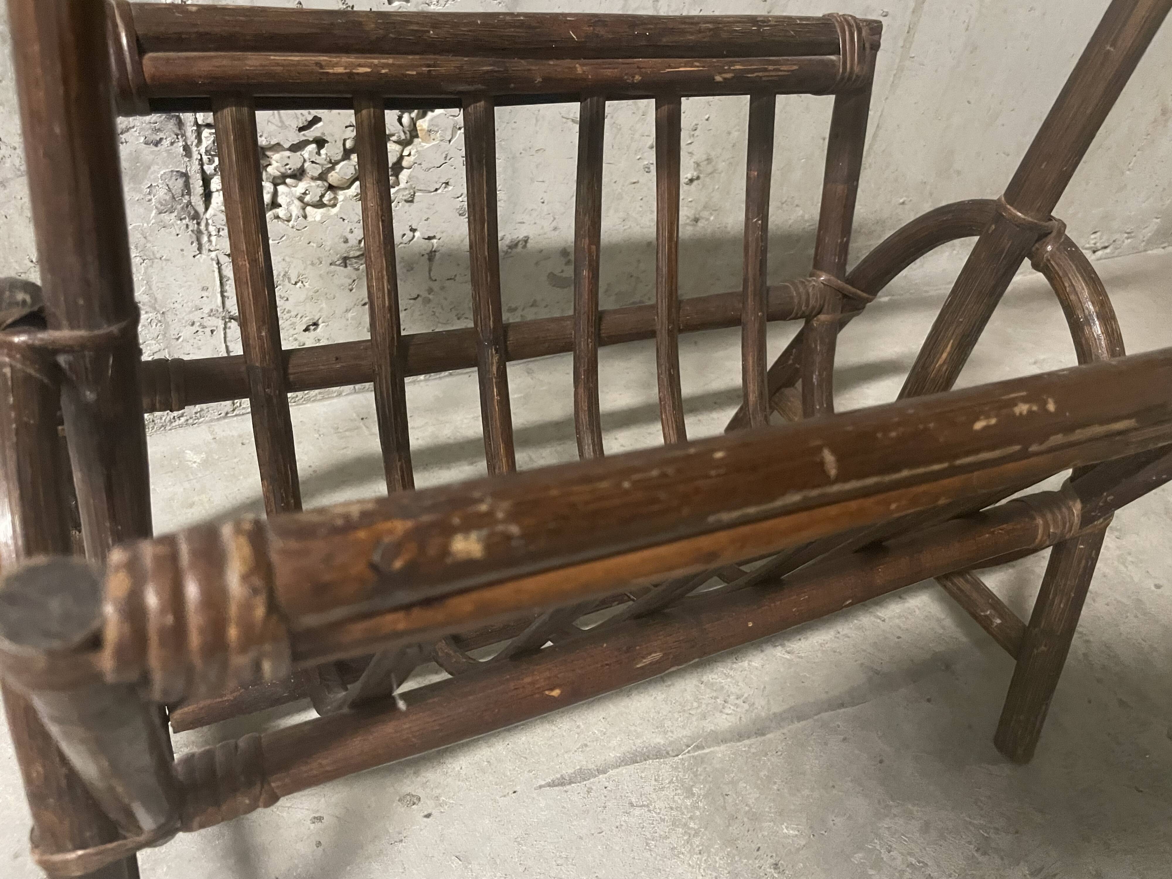 1970s rattan magazine rack