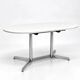 Vintage oval extendable dining table, white laminate and chrome, 1970s.