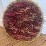 Round Velvet Cushion in Red and Gold