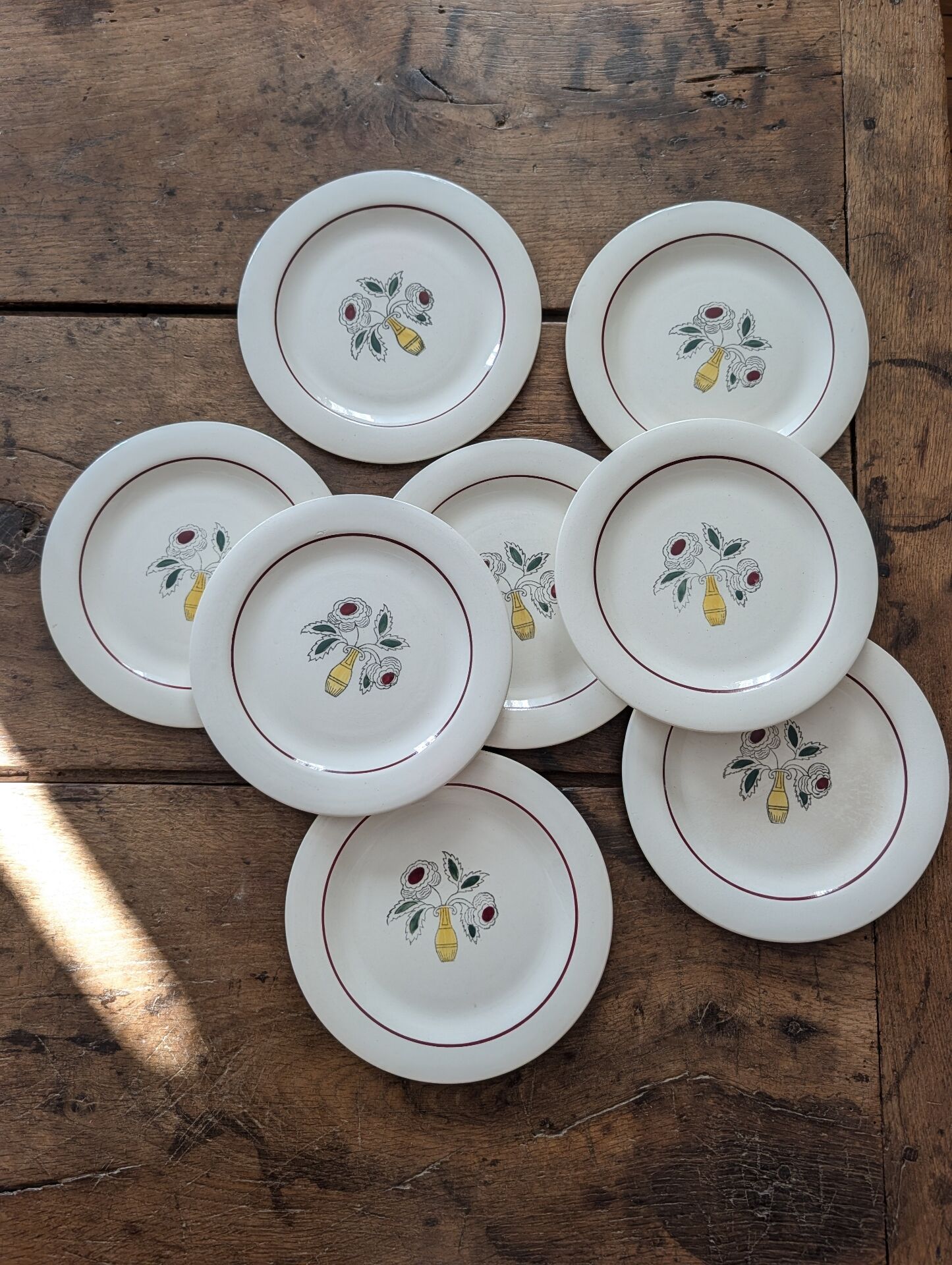 Vintage dessert plates – floral bouquet – French earthenware