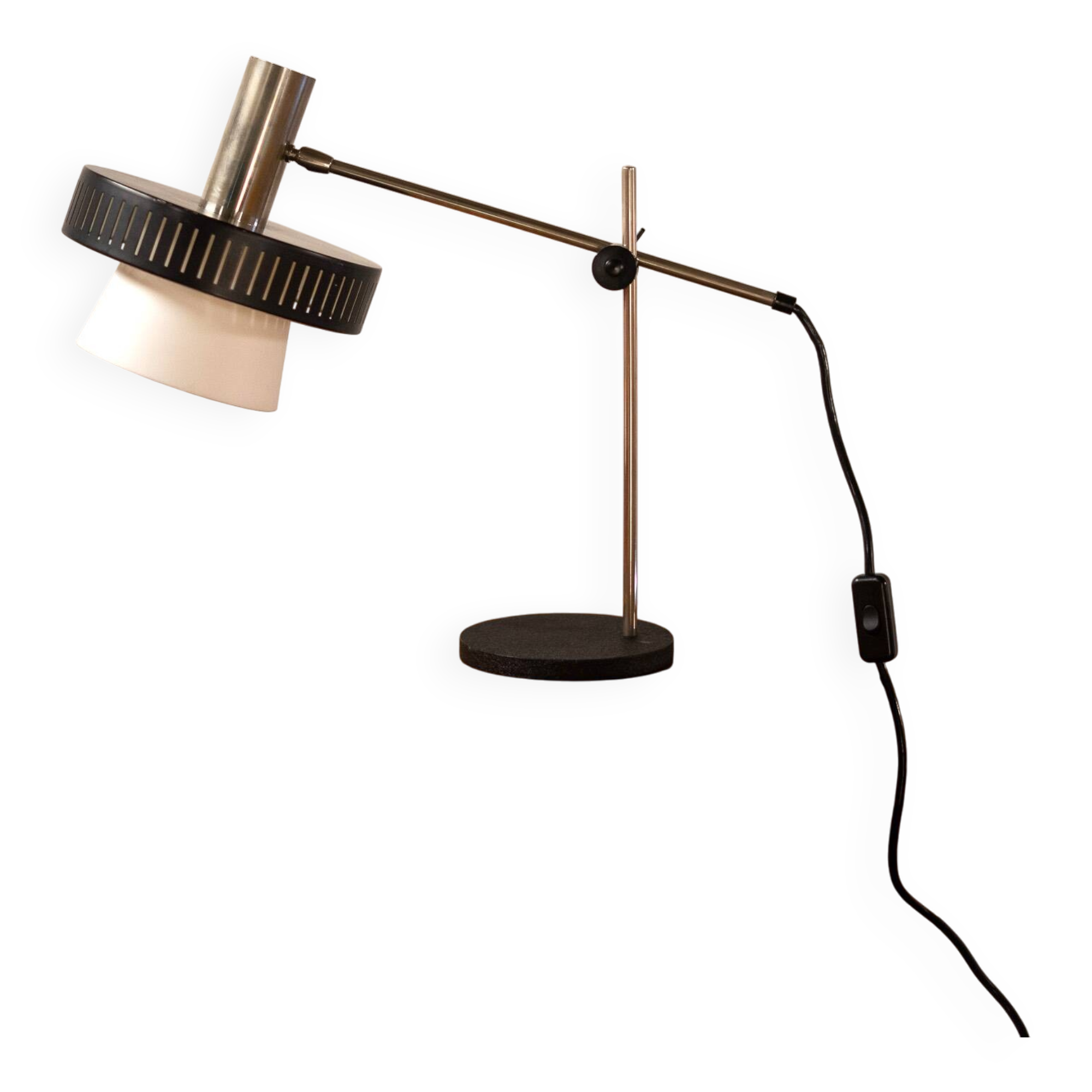 Mid-Century Modern Italian Table Lamp in Steel and Opal Acrylic, 1960s