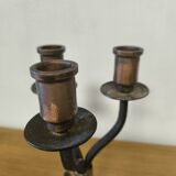 Wrought iron and copper candle holder