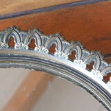 Centre de table en verre miroir ancien en bronze et verre miroir