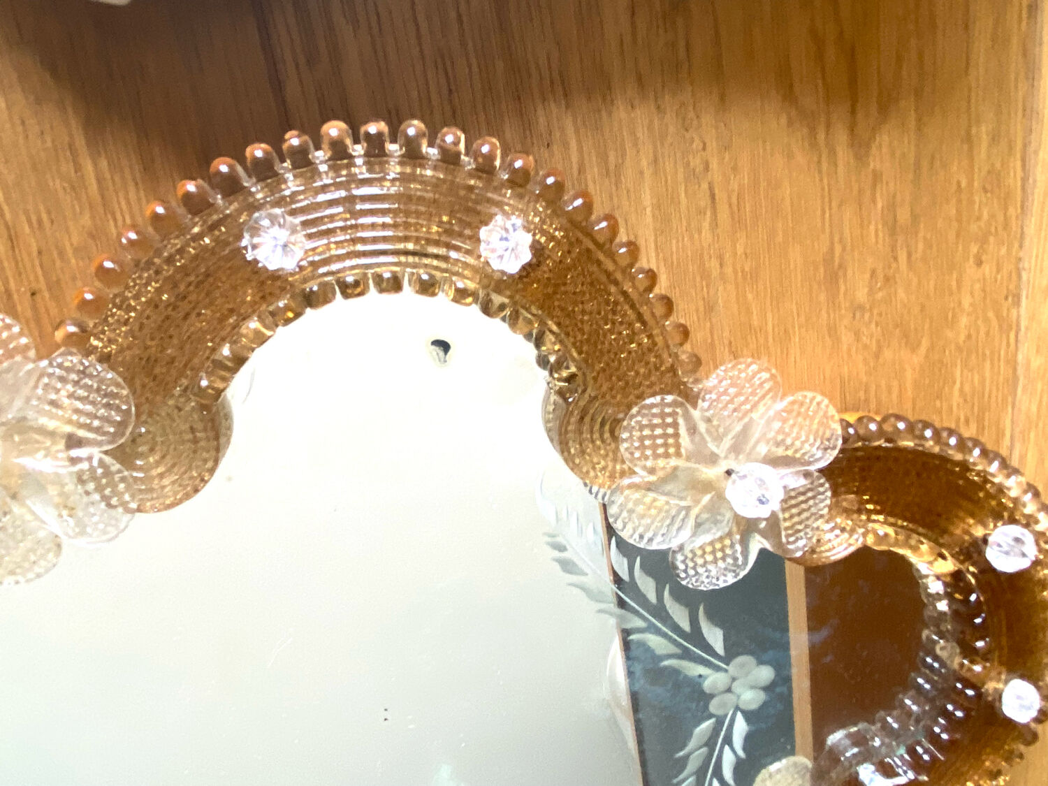 Old Venetian glass table mirror murano vintage antique glass