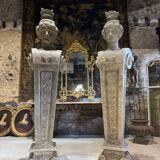 Pair of monumental patinated plaster terms from the early 20th century.