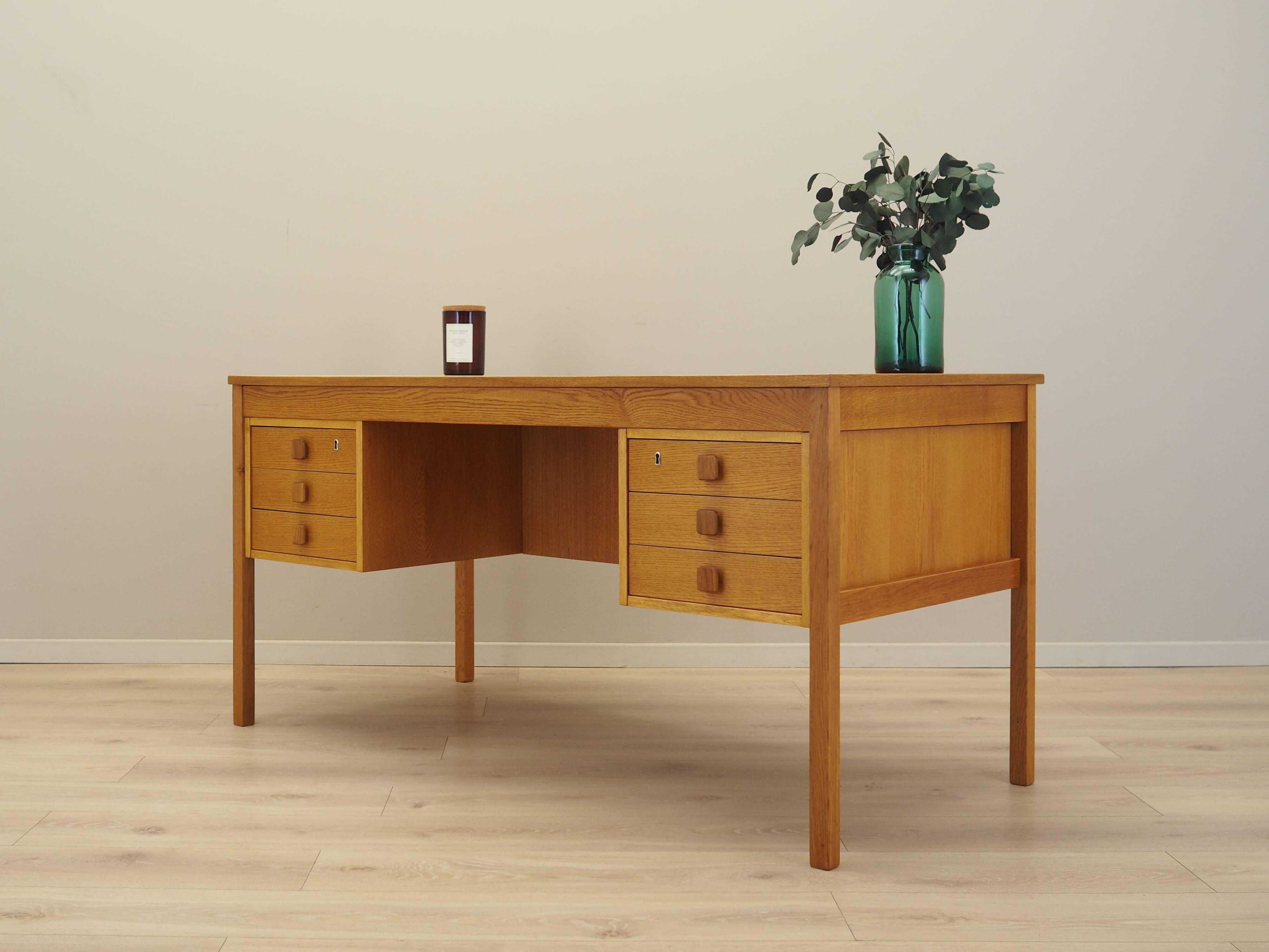 Ash wood desk, Danish design, 1970s, manufacturer: Domino Møbler
