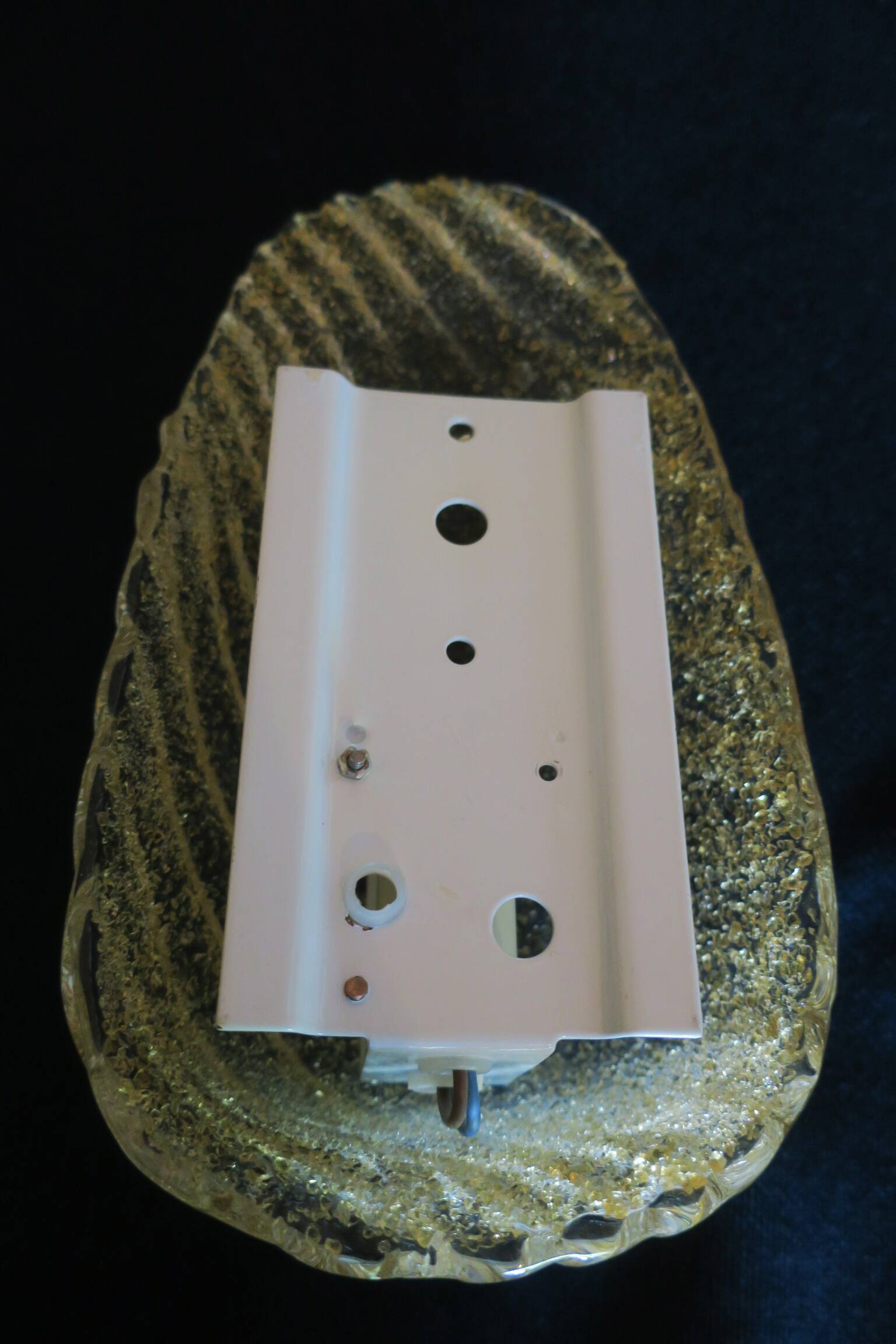 Murano mid cdentury gold flecked conch wall light, Italy 1960s