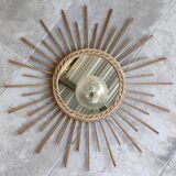 Vintage rattan sun mirror