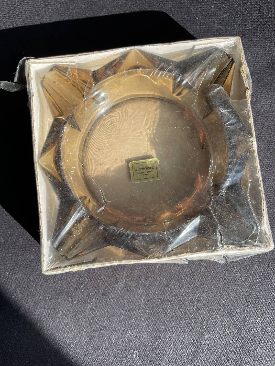 Vintage smoked glass ashtray Luminarc star