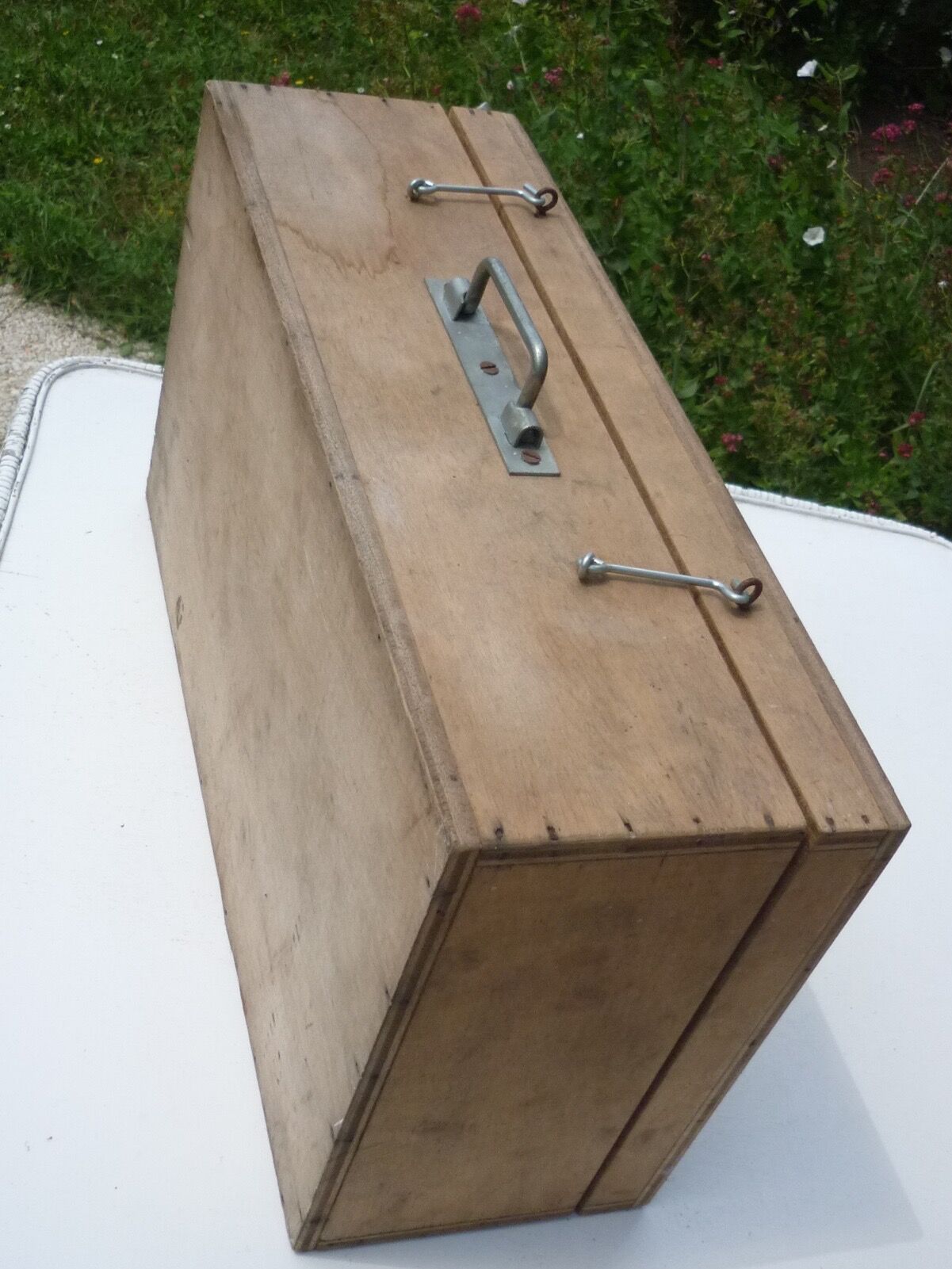 Handcrafted wooden suitcase