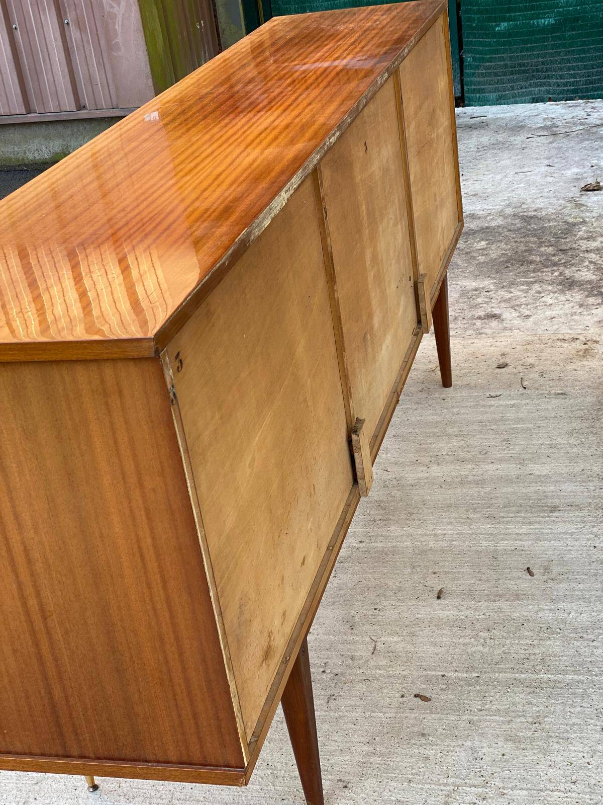 Buffet enfilade scandinave bois massif et palissandre  laquée 220cm 1960