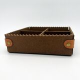 Leather and wood jewelry box - 1990's design