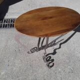 Harness in steel and Walnut oval tray