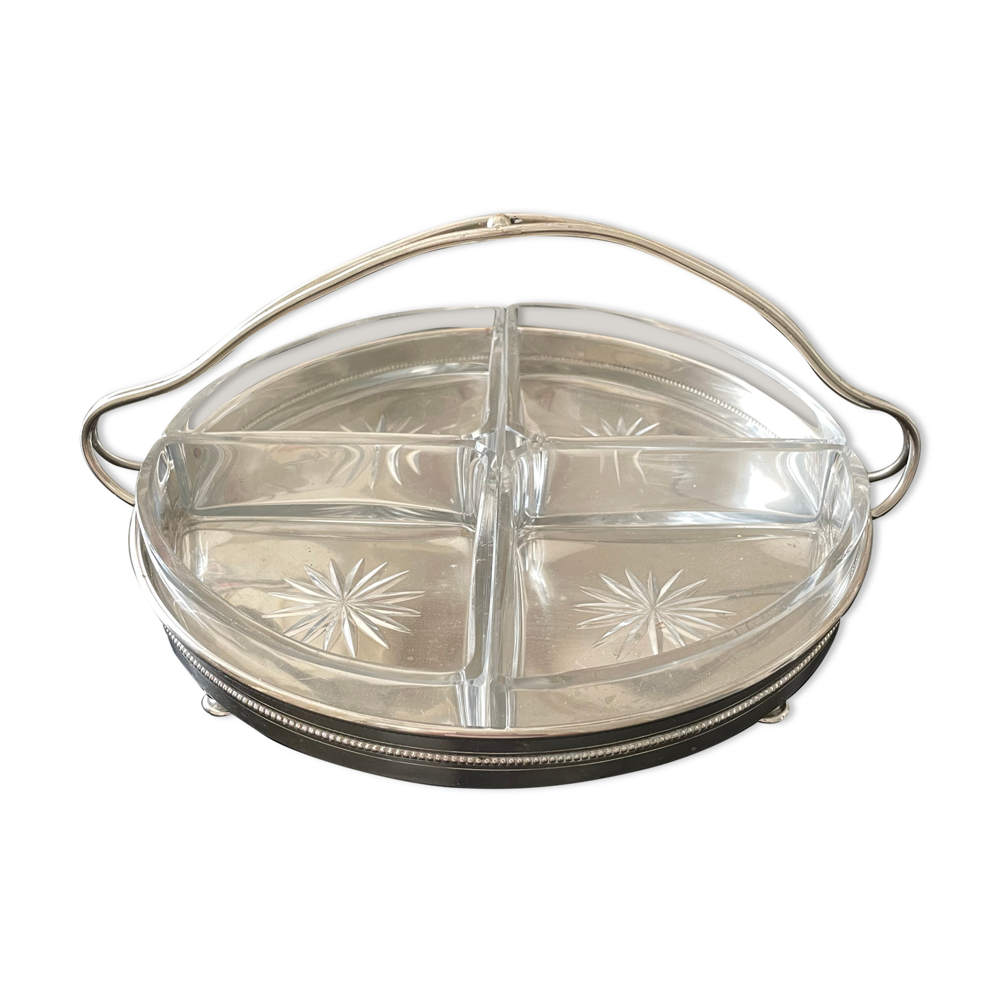 Chrome metal servant and glass for aperitif