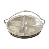 Chrome metal servant and glass for aperitif