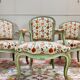 3 fauteuils en bois laqué de style Louis XV, XIXème siècle