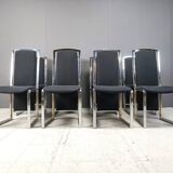 Vintage brass and chrome dining chairs set of 8 - 1970s
