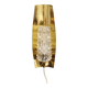Older wall lamp in brass with hard pressed glass shade.