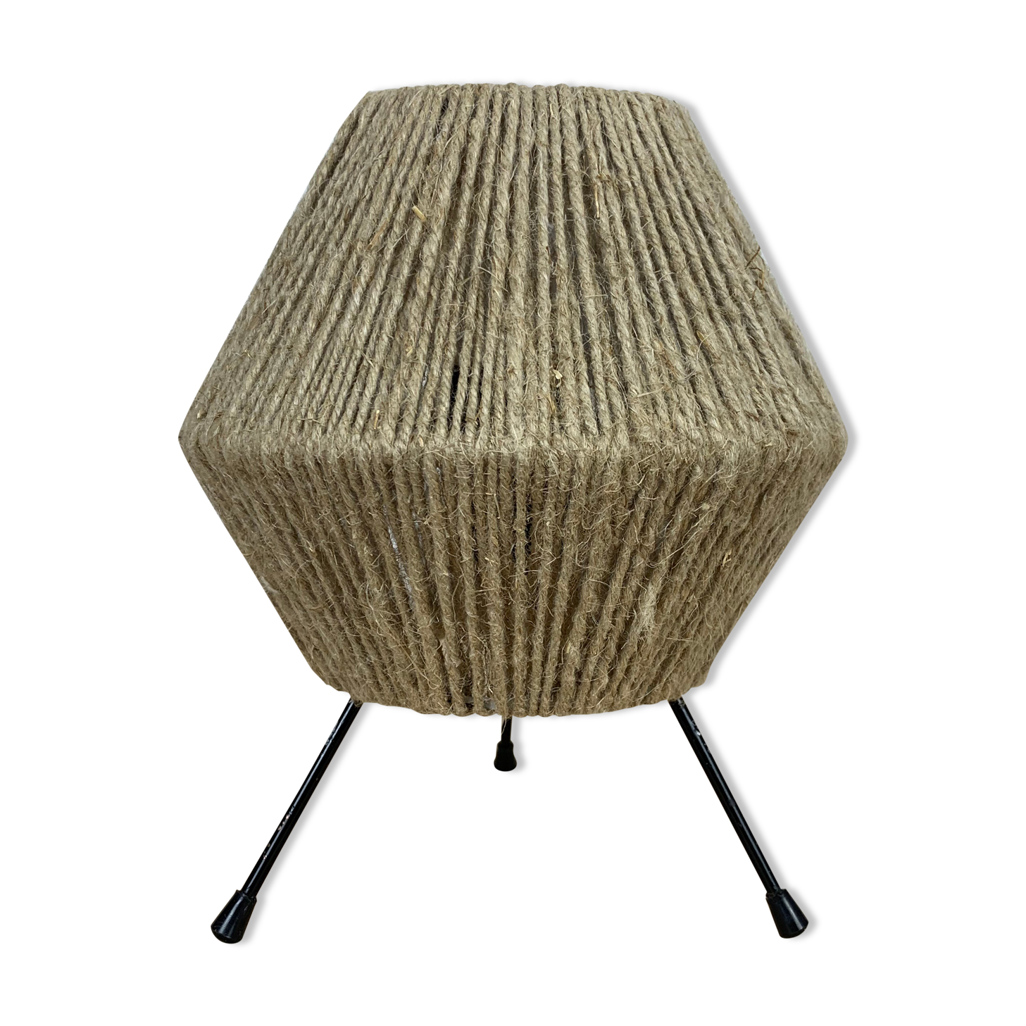 Tripod lamp rope and metal 50's