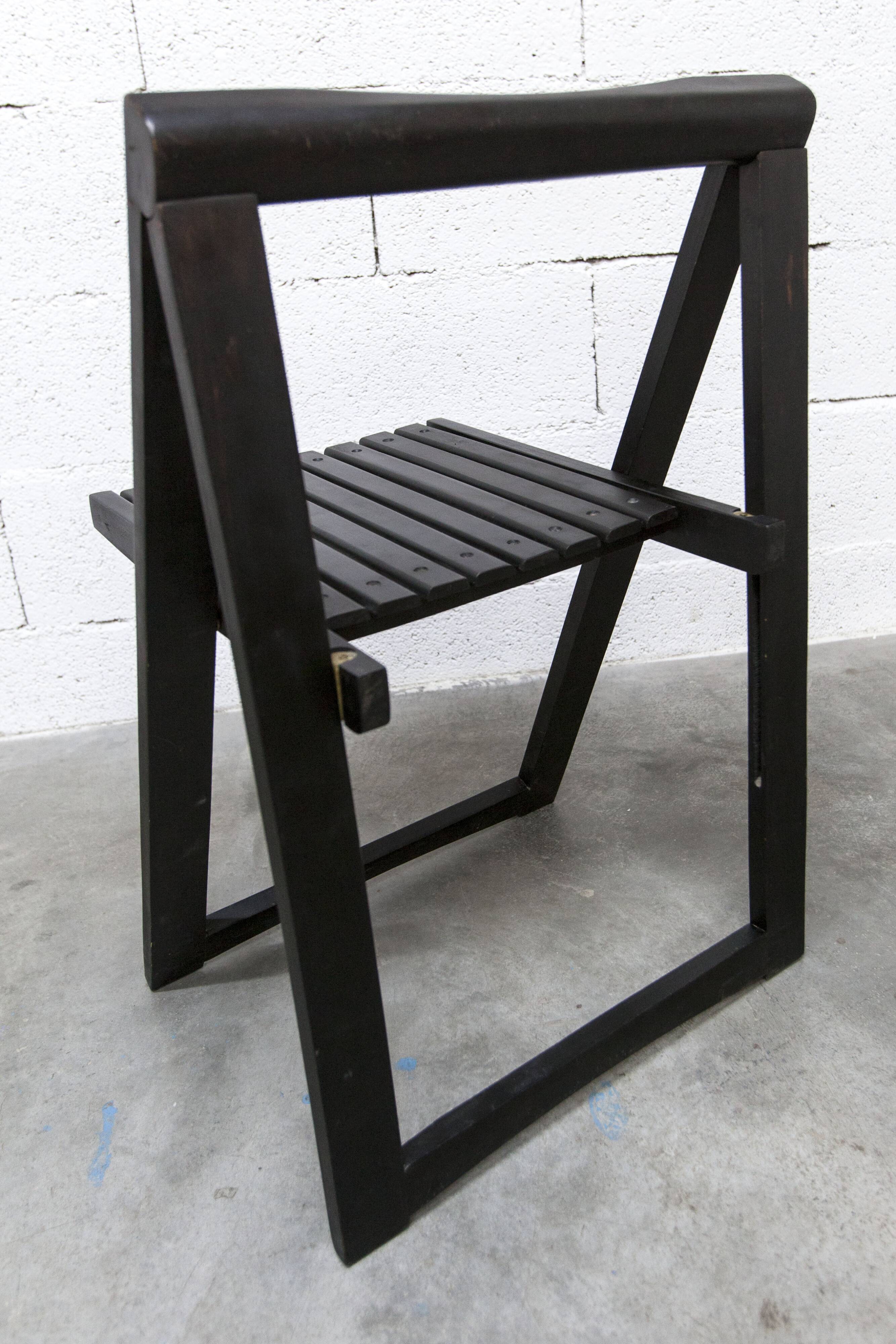Chaise pliante Aldo Jacober pour Alberto Bazzani noire 1960 d'origine
