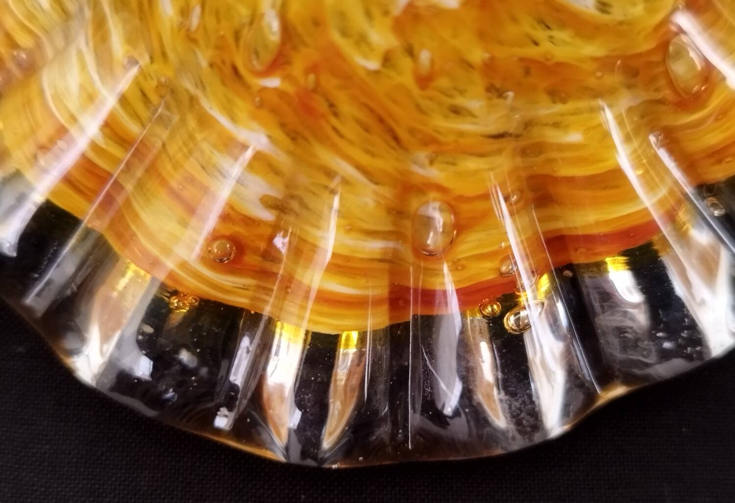Empty Pocket Ashtray Murano Glass Amber Shell