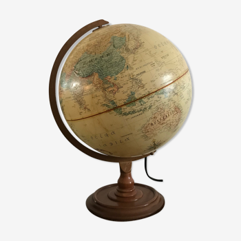 Globe terrestre lumineux en relief, Replogue made in USA, années 70′
