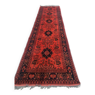 Afghan Khal Mohammadi Runner 307x81 cm, Vintage Turkoman Rug