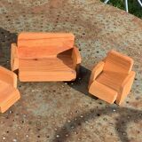 Set of furniture for dolls and dolls' houses, handcrafted, consisting of a sofa and two armchairs