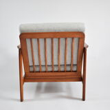 Original scandinavian armchair 60s, designer Z. Baczyk, delicate grey color, teak wood
