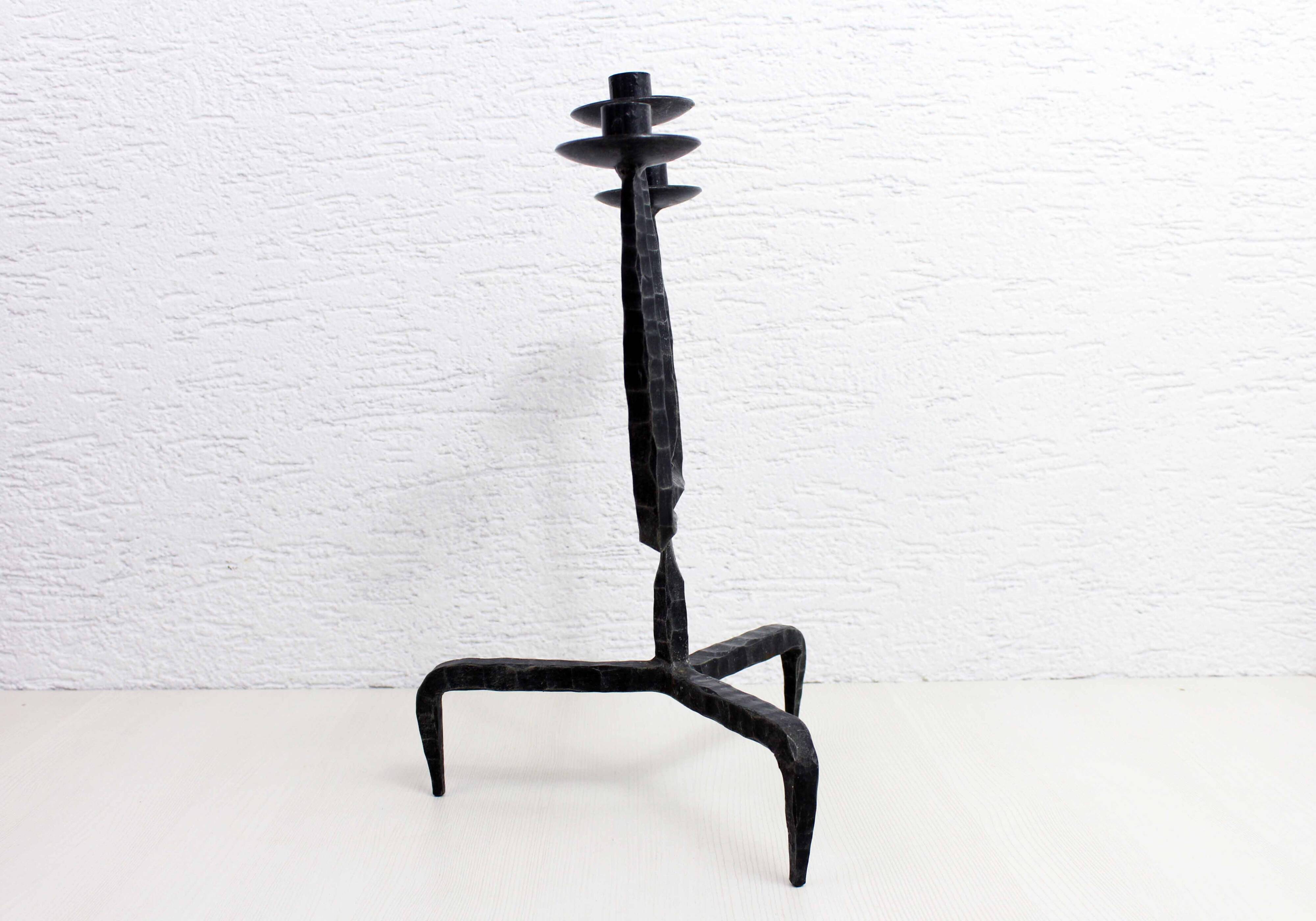 Brutalist cast iron candle holder 1950