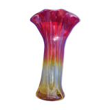 Modernist vase - molded glass - red, orange, yellow - Flavio Polis Seguso