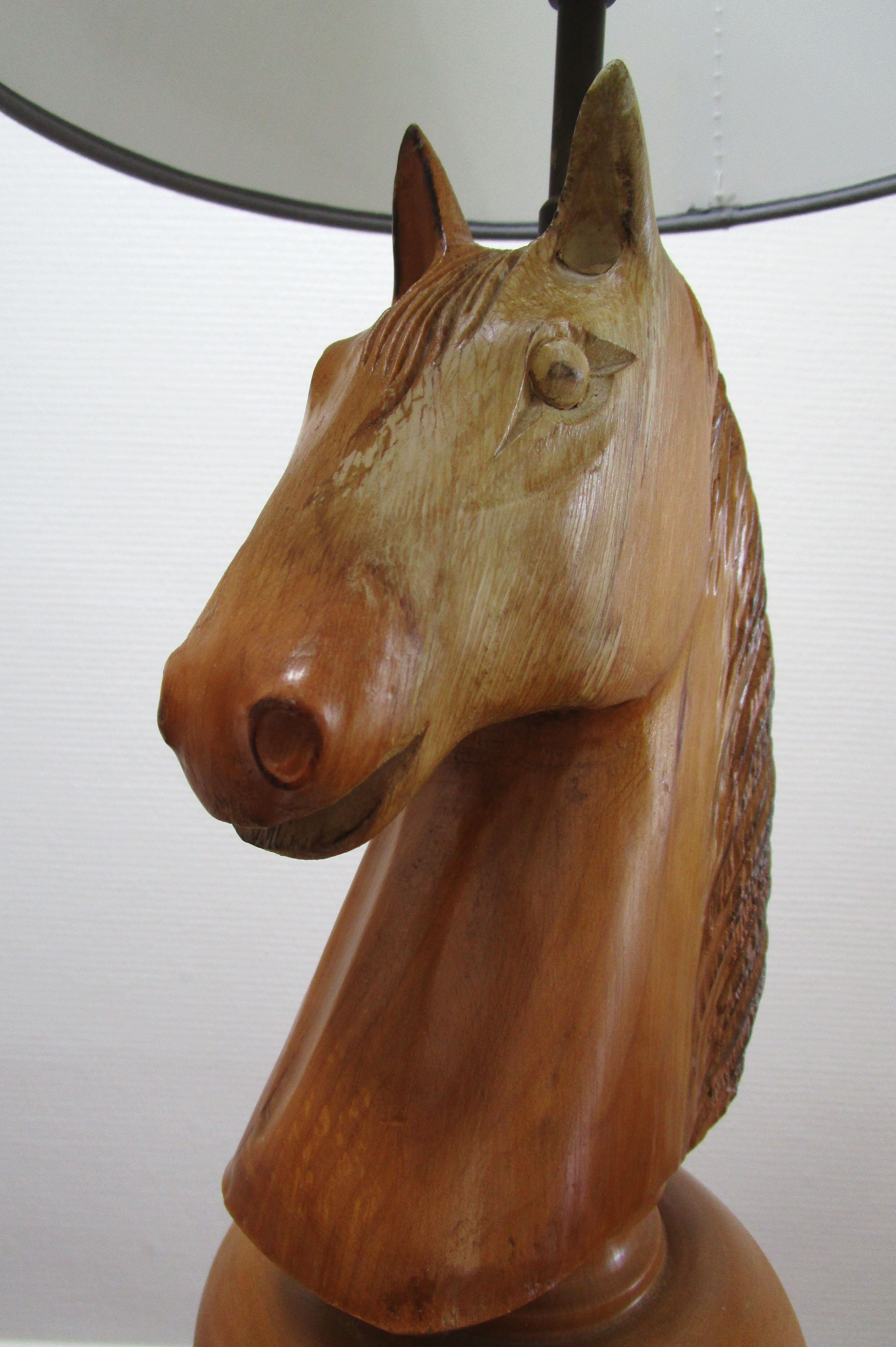 Lamp horse rider chess solid wood turned vintage