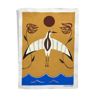 Peinture Camille Cabanes grue soleil