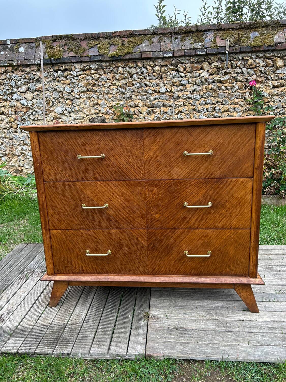 Vintage 1950s chest of drawers in gilded oak