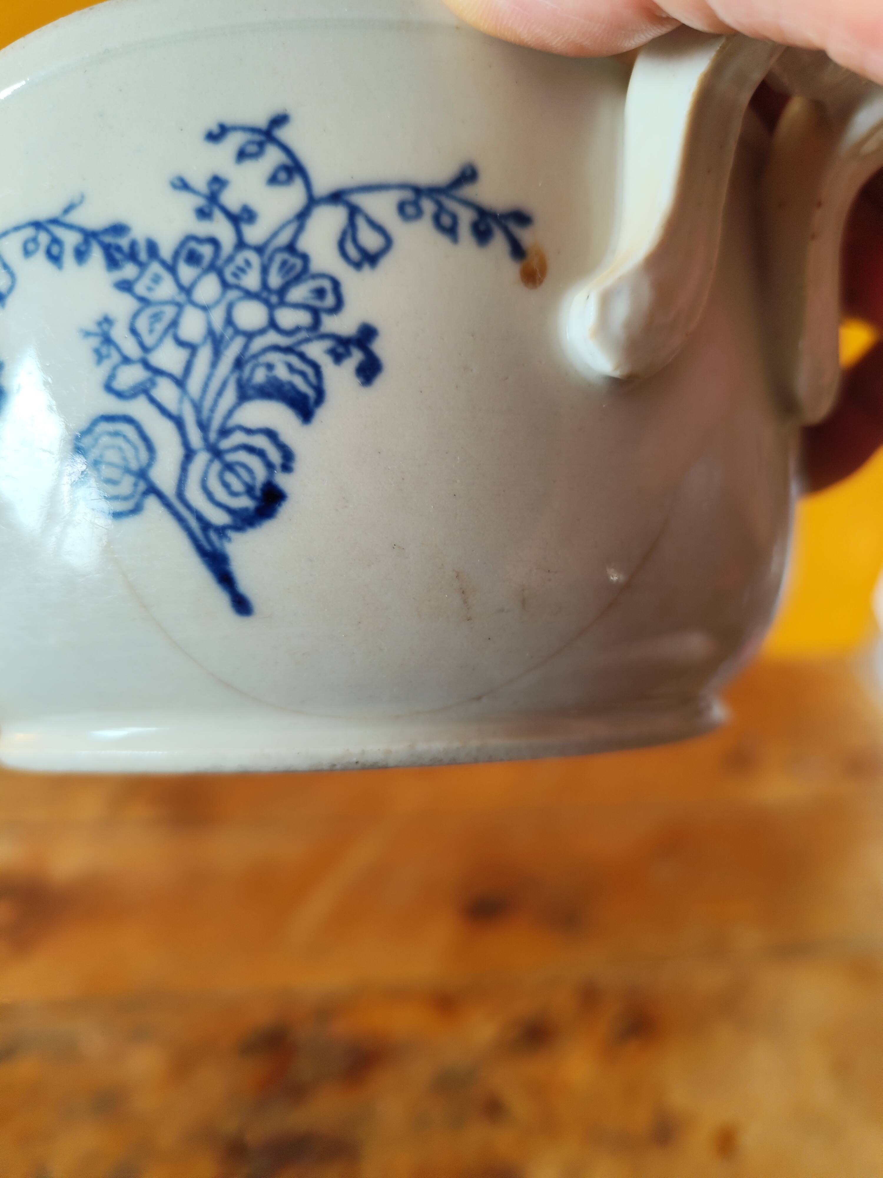 Ceramic tureen from St Uze, France - blue earthenware salad bowl